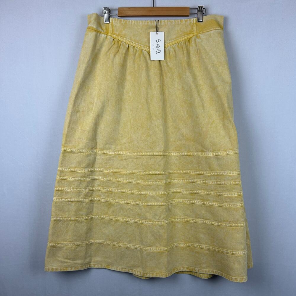 Sea New York Maura Tiered Elastic Waist Skirt Yellow Women's Size XL